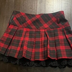 Plaid Mini Skirt - Red and Black